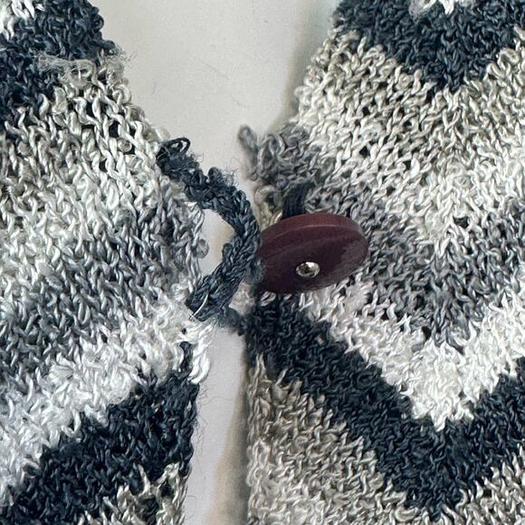 French Rags Blue White & Grey Chevron Design Knit Long Cardigan Duster sz 2=M - Picture 6 of 10